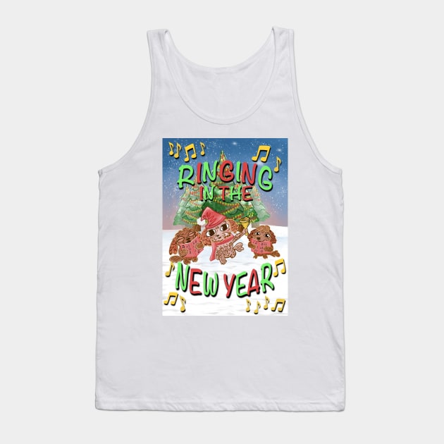 Shih Tzu Puppies Ringing In The New Year Tank Top by SubtleSplit